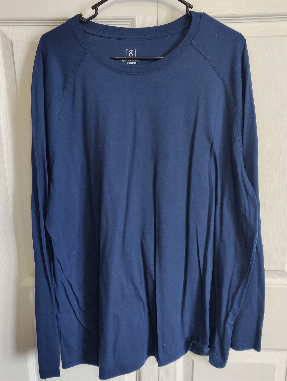 George 2XL Mens Dark Blue Long Sleeve Basic Crew Tee Shirt Top Layering Pullover